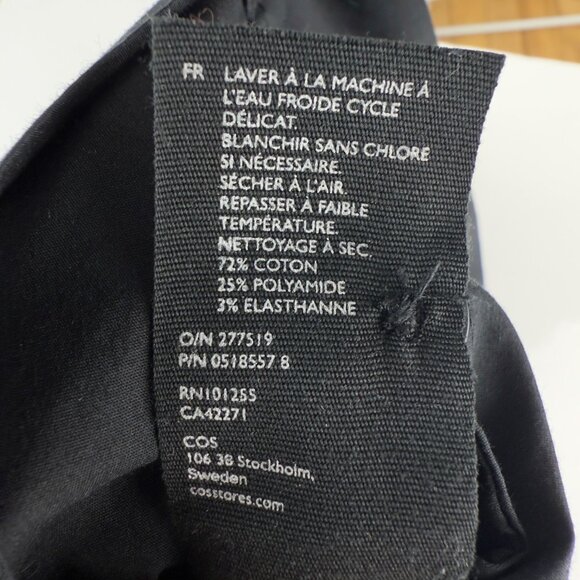COS  High Neck Cotton Blend Side Pockets Sleeveless Black Shift Dress Size  6 - Picture 7 of 7